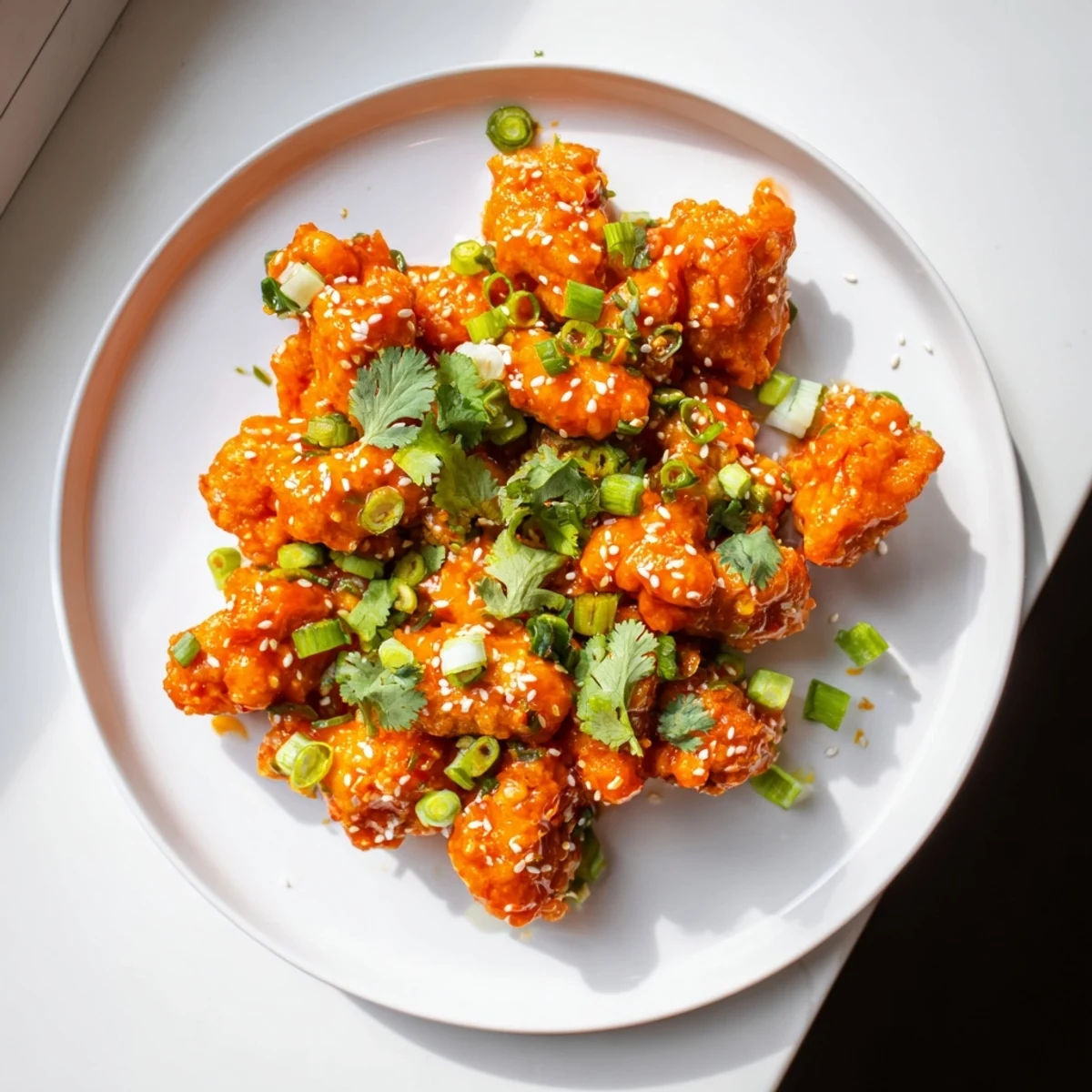 Crispy fried chicken tossed in Bang Bang sauce topped with fresh cilantro and toasted sesame seeds