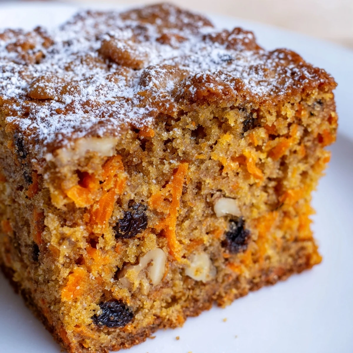Moist Greek yogurt carrot cake with grated carrots and warm cinnamon spices, baked in a single bowl