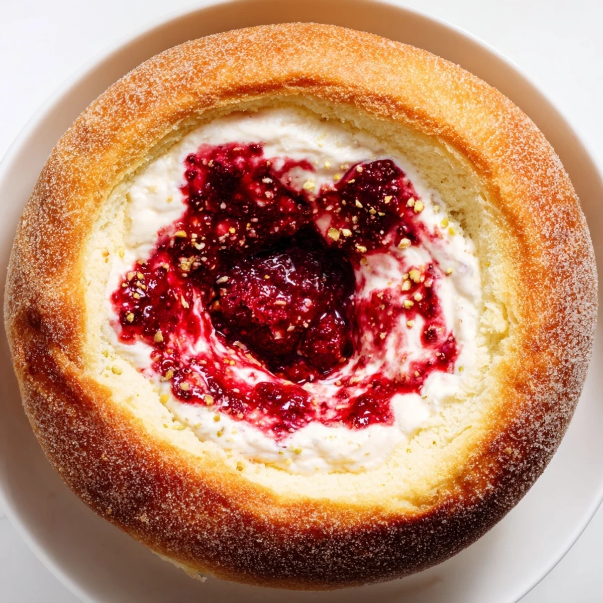 Soft pillowy rose cheesecake buns filled with vibrant raspberry swirls and garnished with delicate rose petals