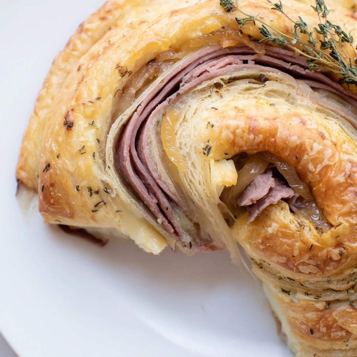 Golden beef and cheese French dip roll ups arranged on a rustic wooden board with dipping sauce