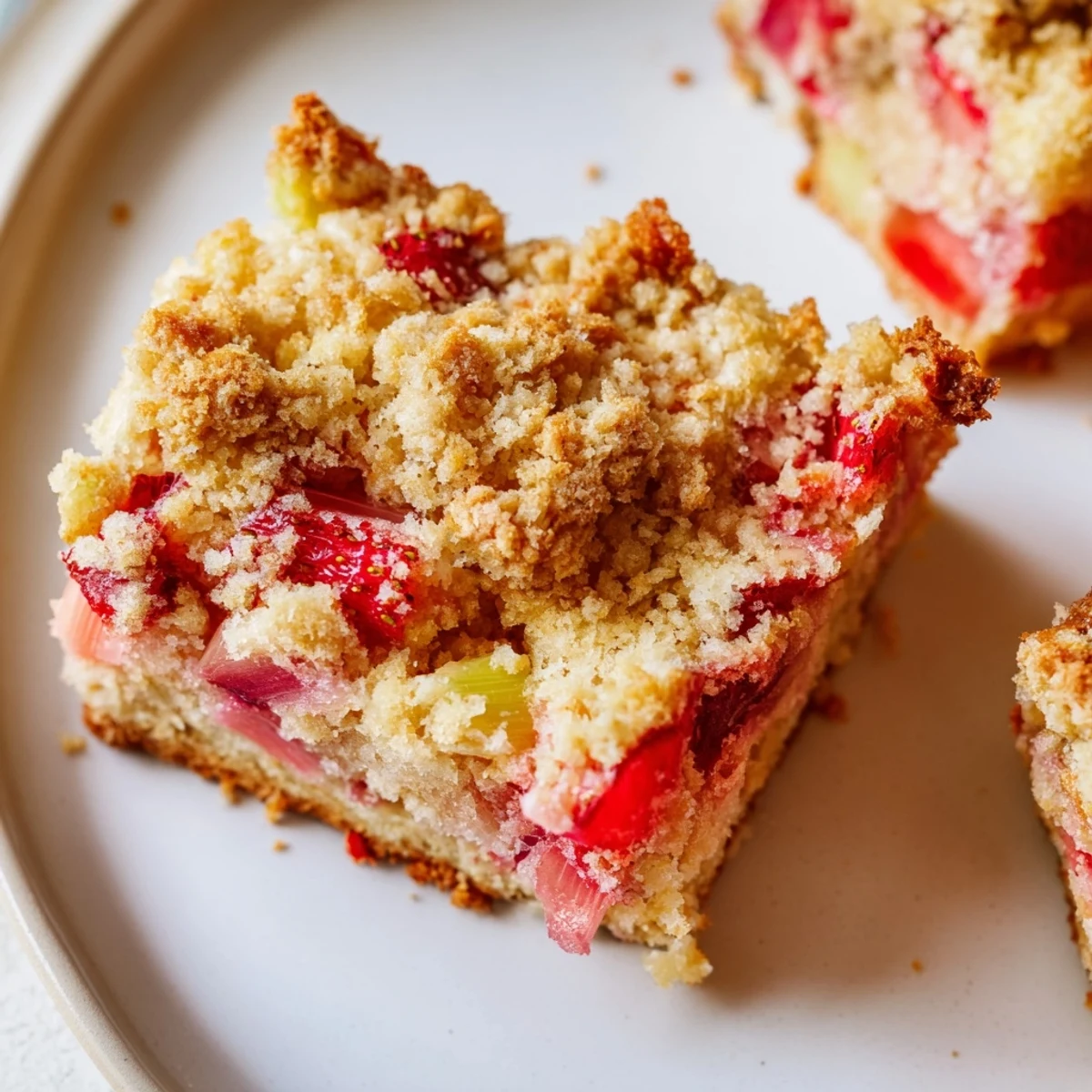 Tender Ultimate Spring Baking Treat with golden almond streusel and vibrant ruby fruit