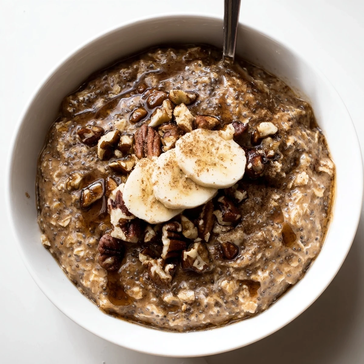 Creamy Brown Sugar Coffee Overnight Oats chilled in jar, ready for busy mornings