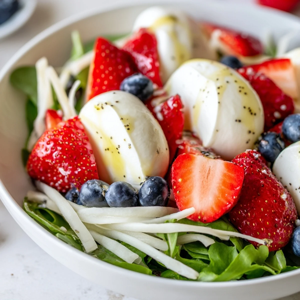 Serve 4th Of July Salad chilled on platter, bright jicama crunch and herbs