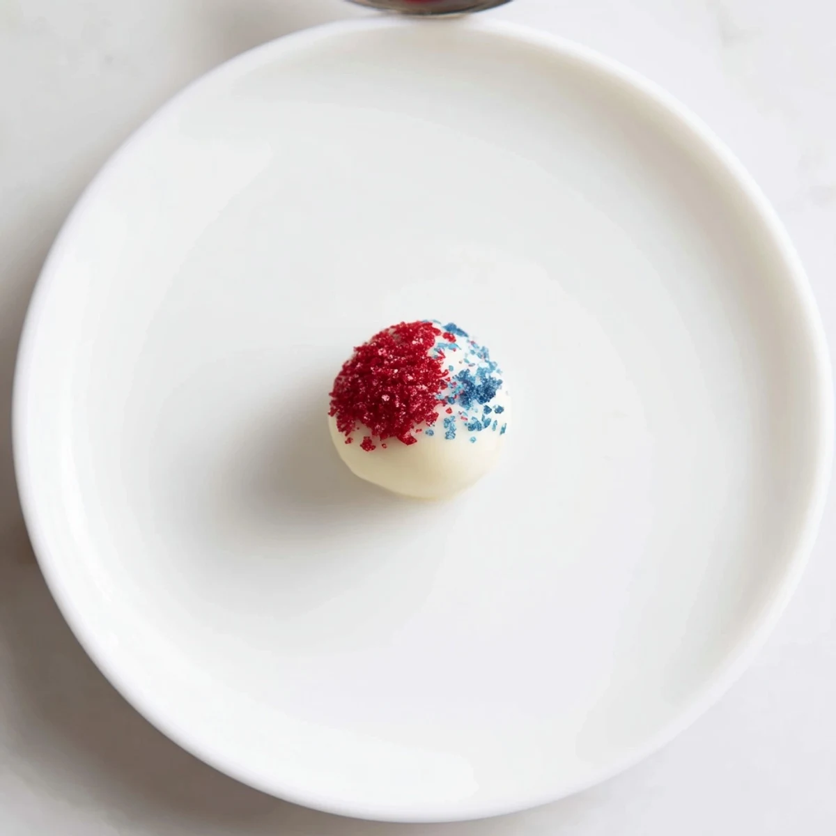 Close-up of Of July Truffles Creamy And Patriotic chilled, red white blue bites