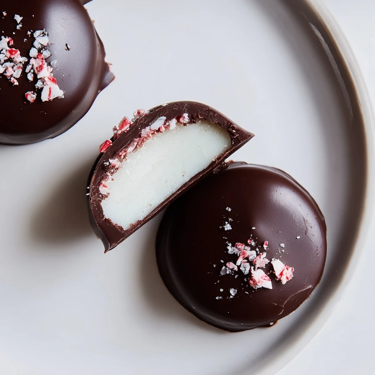 Homemade Peppermint Patties arranged for gifting, dusted with crushed candy
