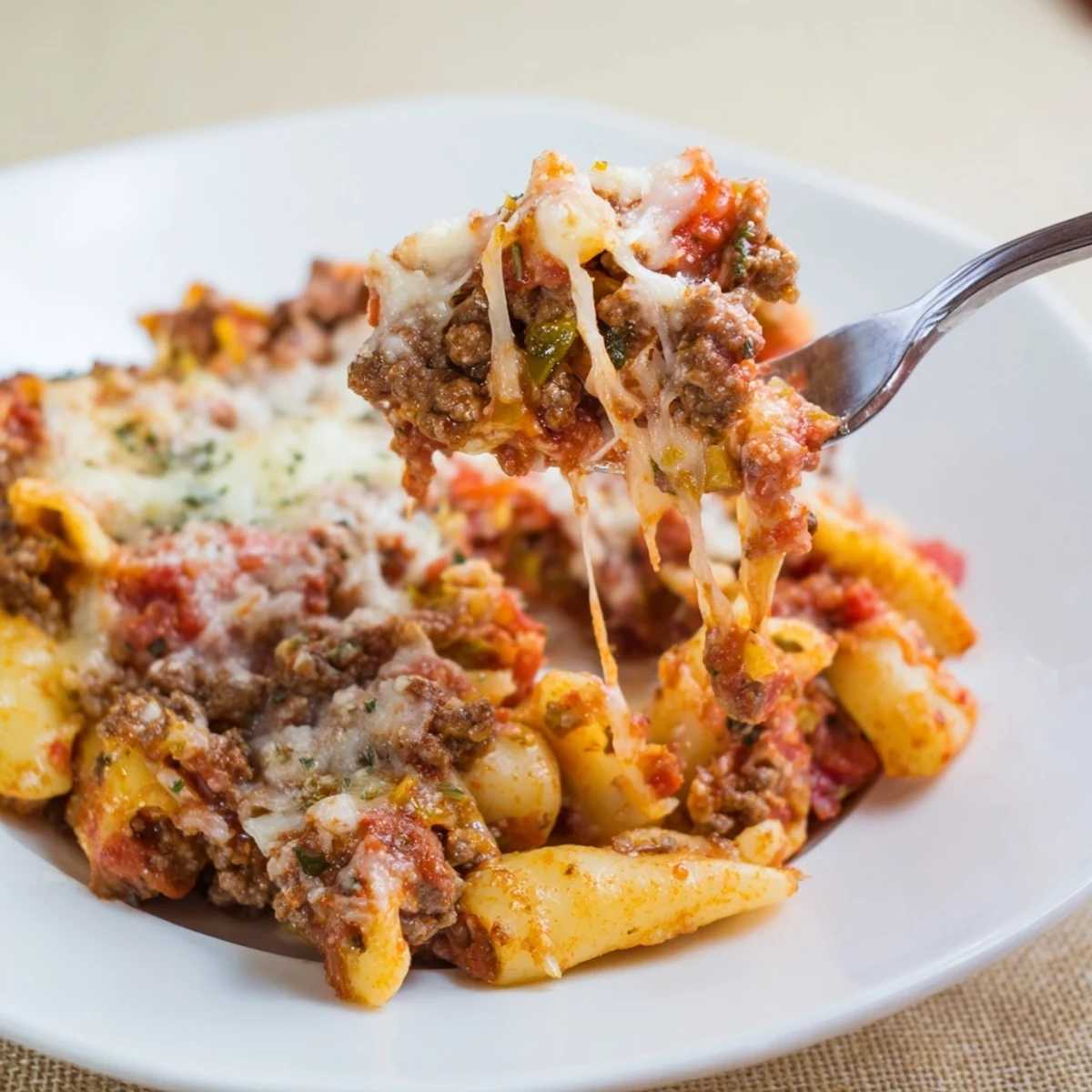 Cabbage Roll Pasta Bake With Tomato Sauce Beef Recipe bubbling with golden, melted cheese