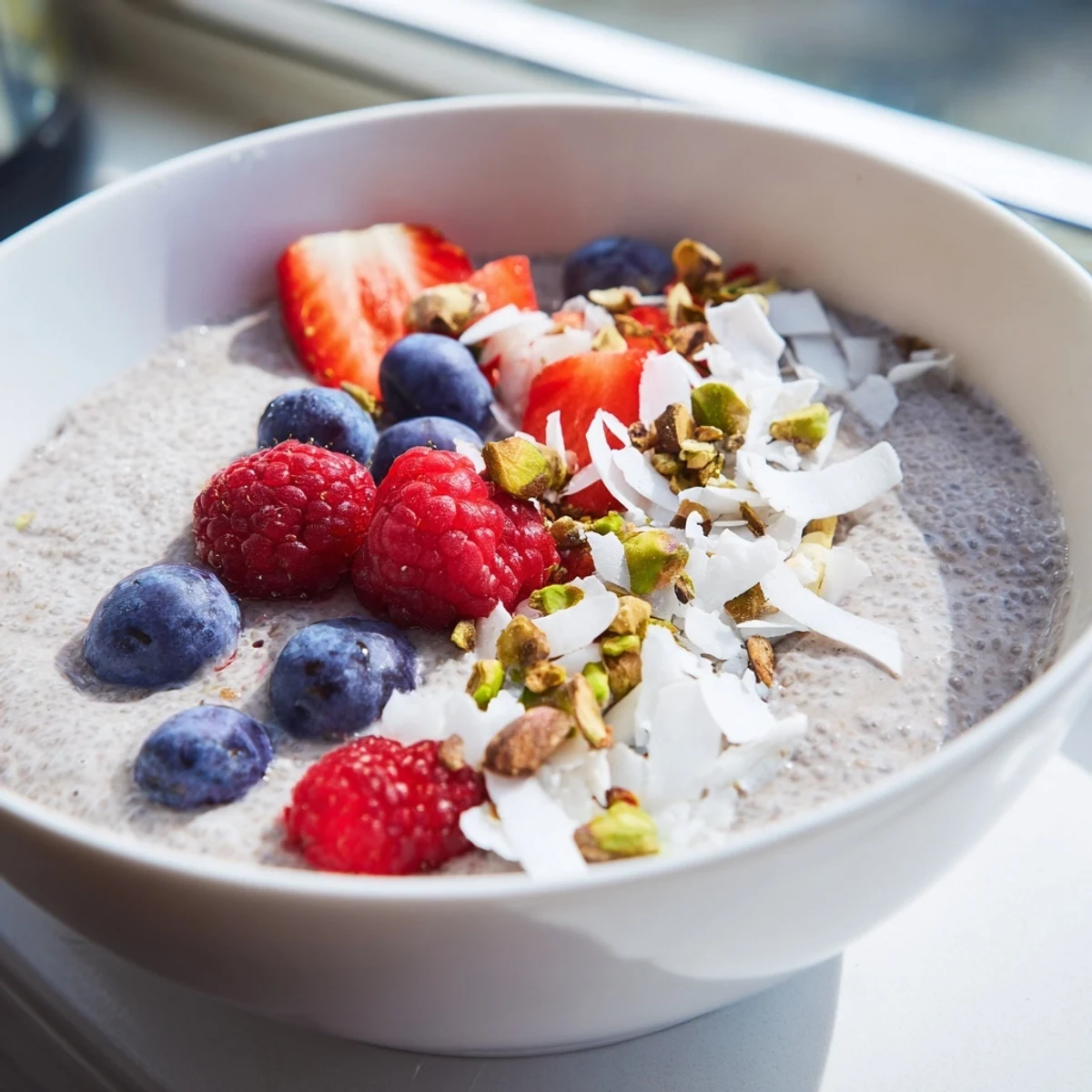 Wholesome chia pudding recipes layered with diced mango, nuts, and chocolate shavings for a nutritious breakfast