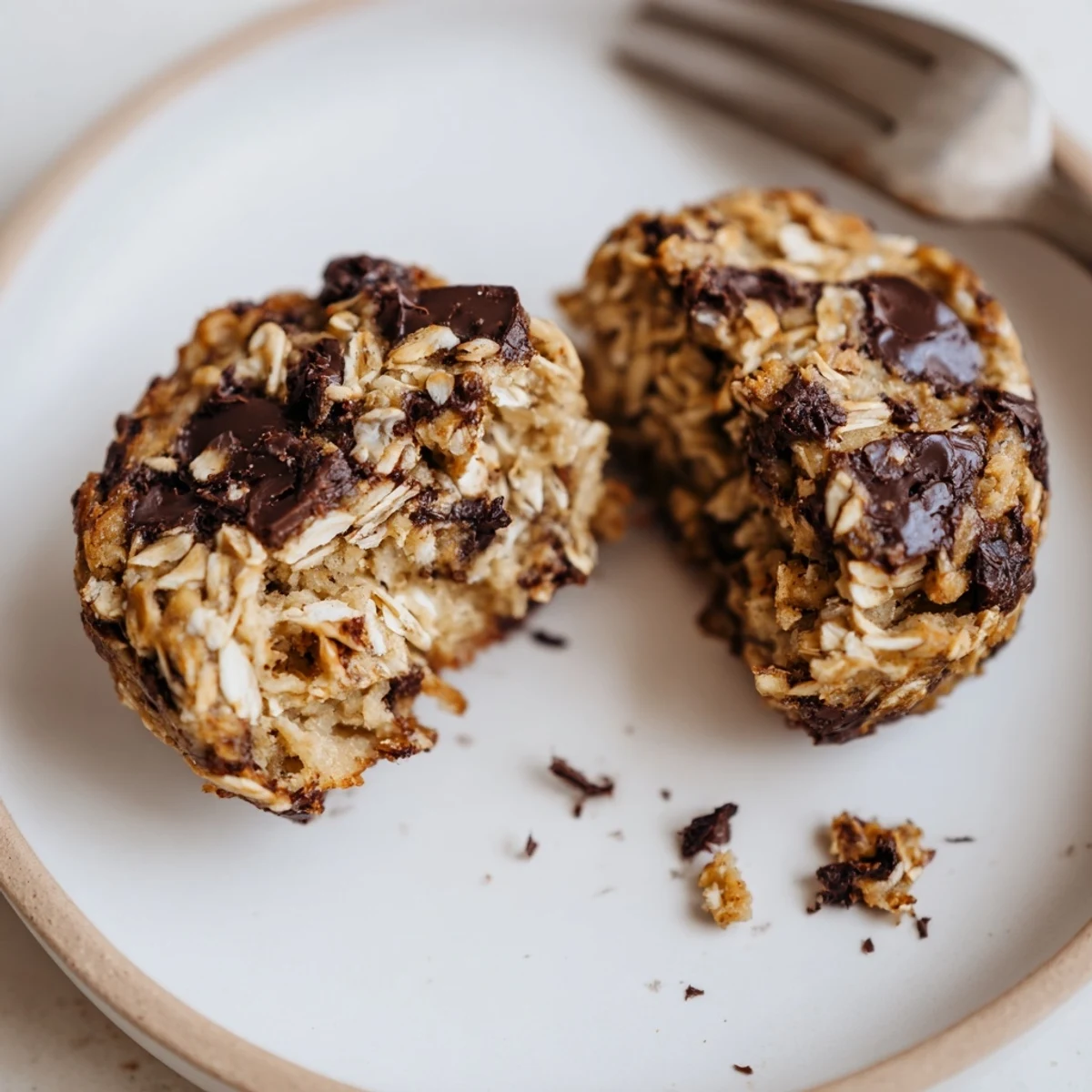One of the Banana Oat Cookies on parchment, soft center, nutty aroma