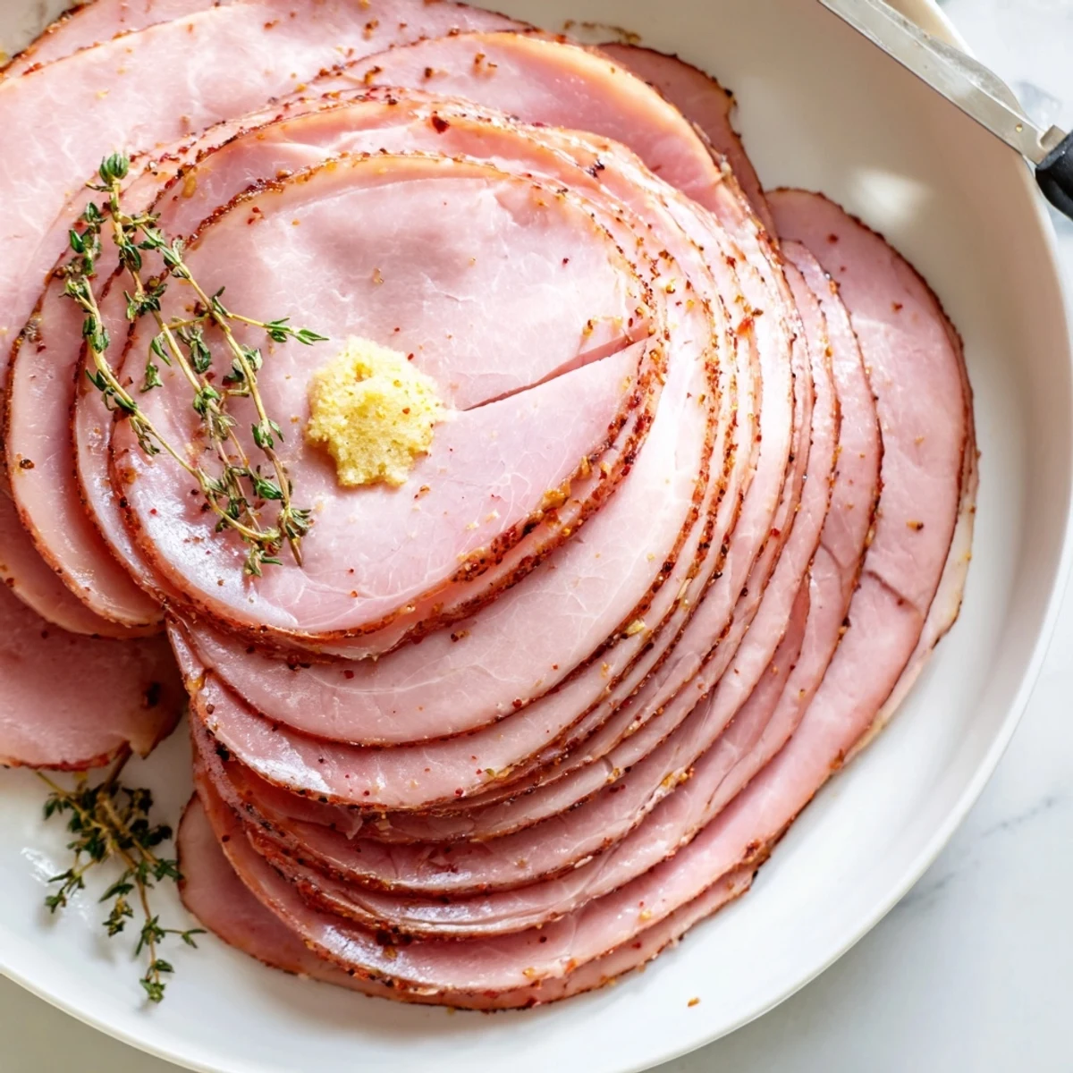 Aroma of herbs on Homemade Sandwich Deli Meat cooling on wire rack