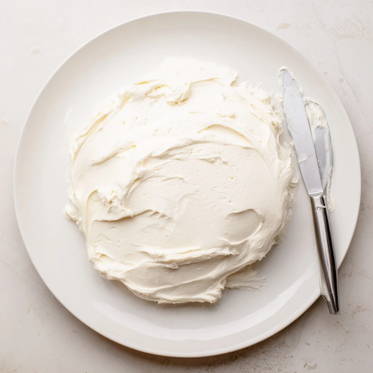 Creamy Italian Meringue Buttercream spread thickly on a freshly baked layer cake