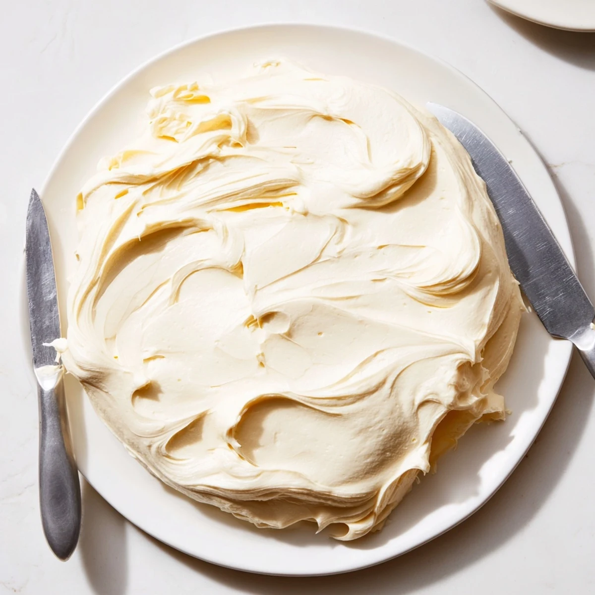 Glossy Italian Meringue Buttercream smoothed over a towering three-layer vanilla cake